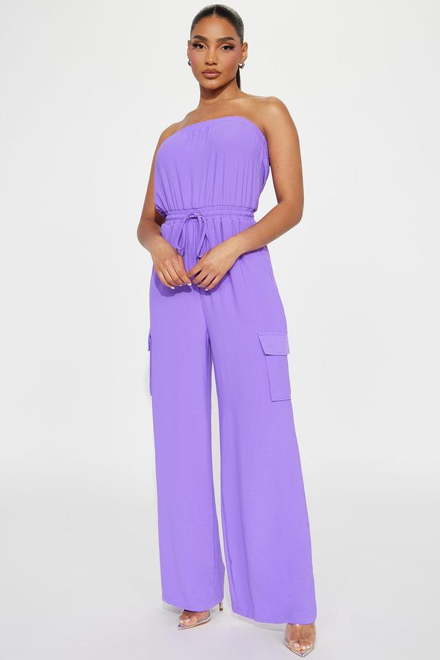 Stay Low Key Jumpsuit  - Purple Product Image