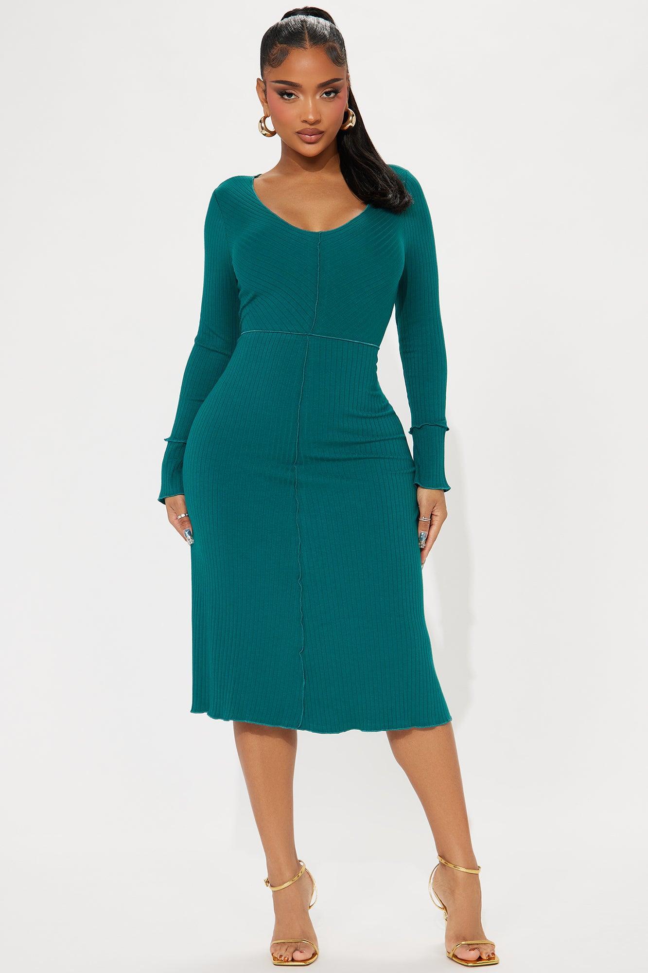 Dakoda Ribbed Midi Dress - Hunter product image