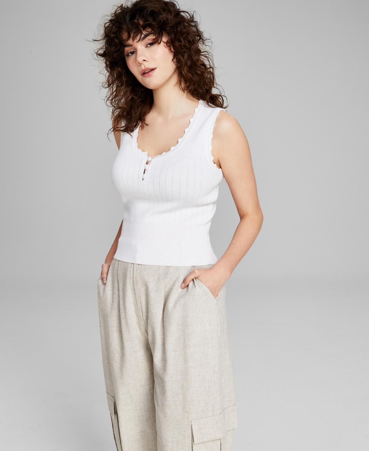 And Now This Womens Pointelle-Knit Sleeveless Sweater Top, Created for Macys Product Image