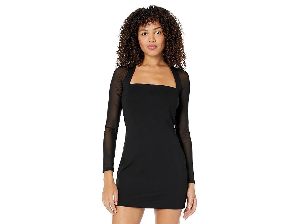 Bebe Square Neck Mesh Sleeve Dress Women's Dress Product Image