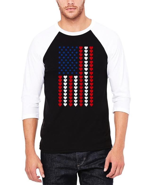 La Pop Art Heart Flag - Mens Raglan Baseball Word Art T-Shirt Product Image