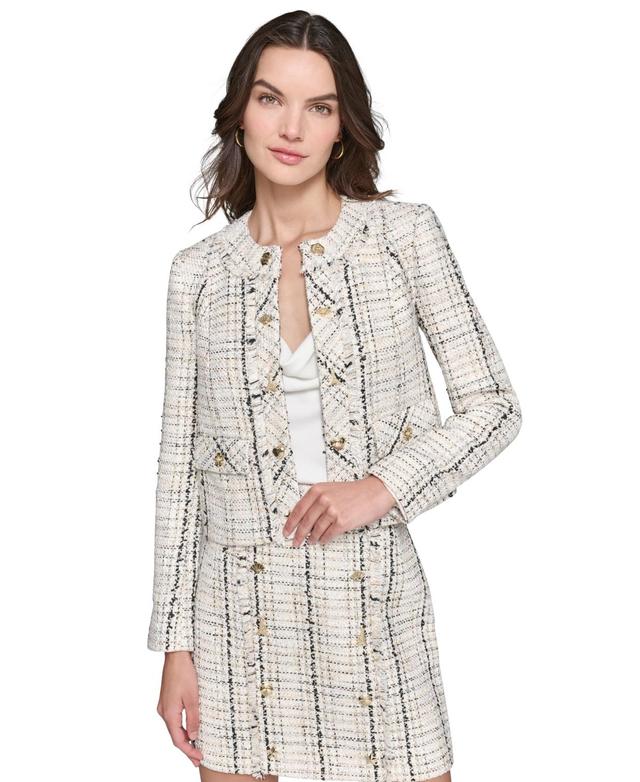 Karl Lagerfeld Paris Womens Tweed Button-Trim Jacket Product Image