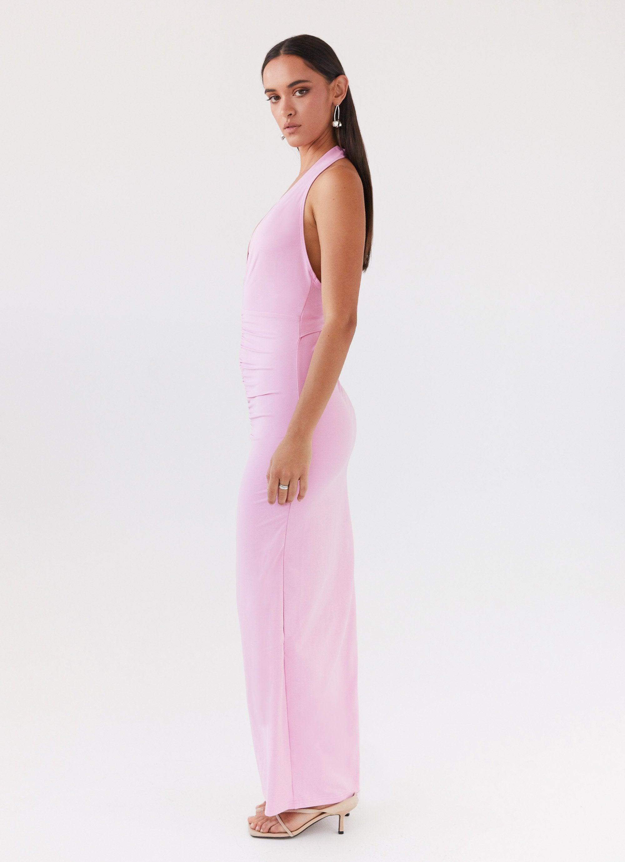 Whisked Away Halterneck Maxi Dress - Pink Product Image