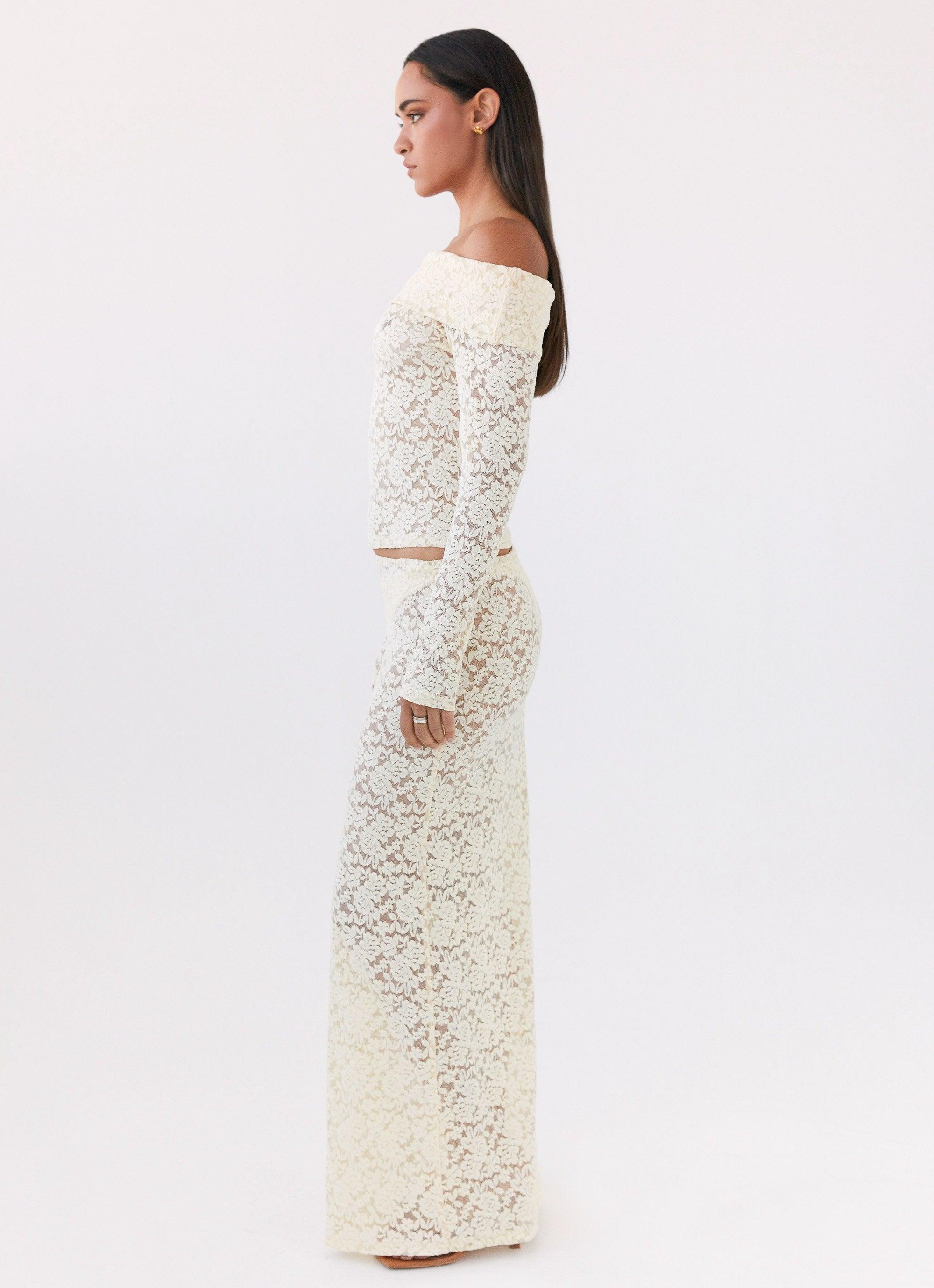 Zephyra Lace Maxi Skirt - Natural Product Image