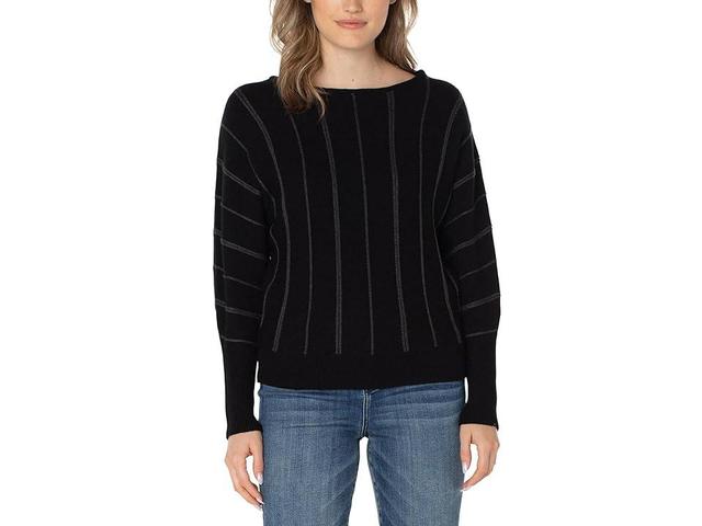 Liverpool Los Angeles Long Sleeve Crew Neck Sweater with Rib Knit Detail Women's Sweater Product Image