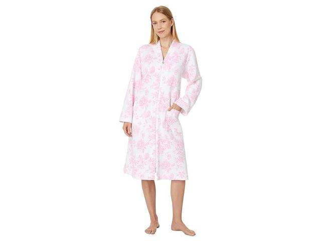 Eileen West Robe Waltz Long Sleeve Zip Front Floral) Women's Robe Product Image