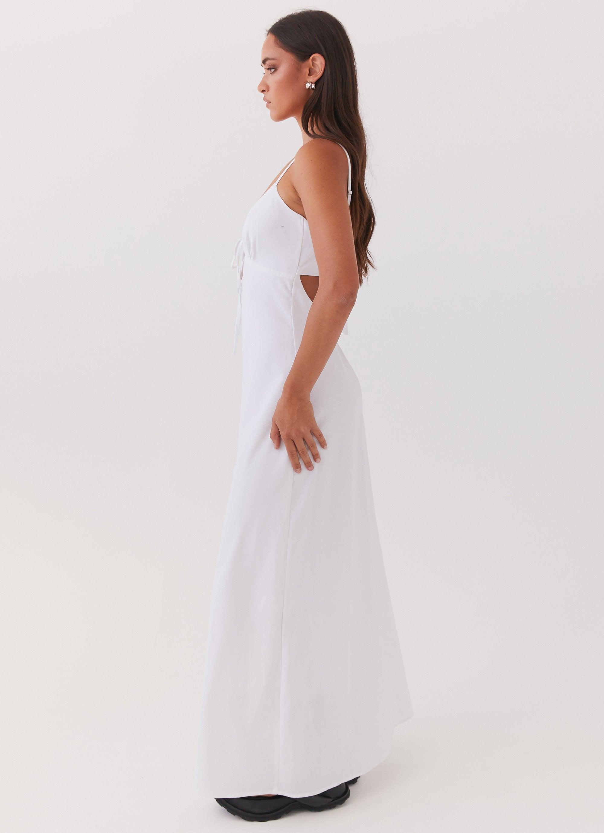 Flora Linen Maxi Dress - White Product Image