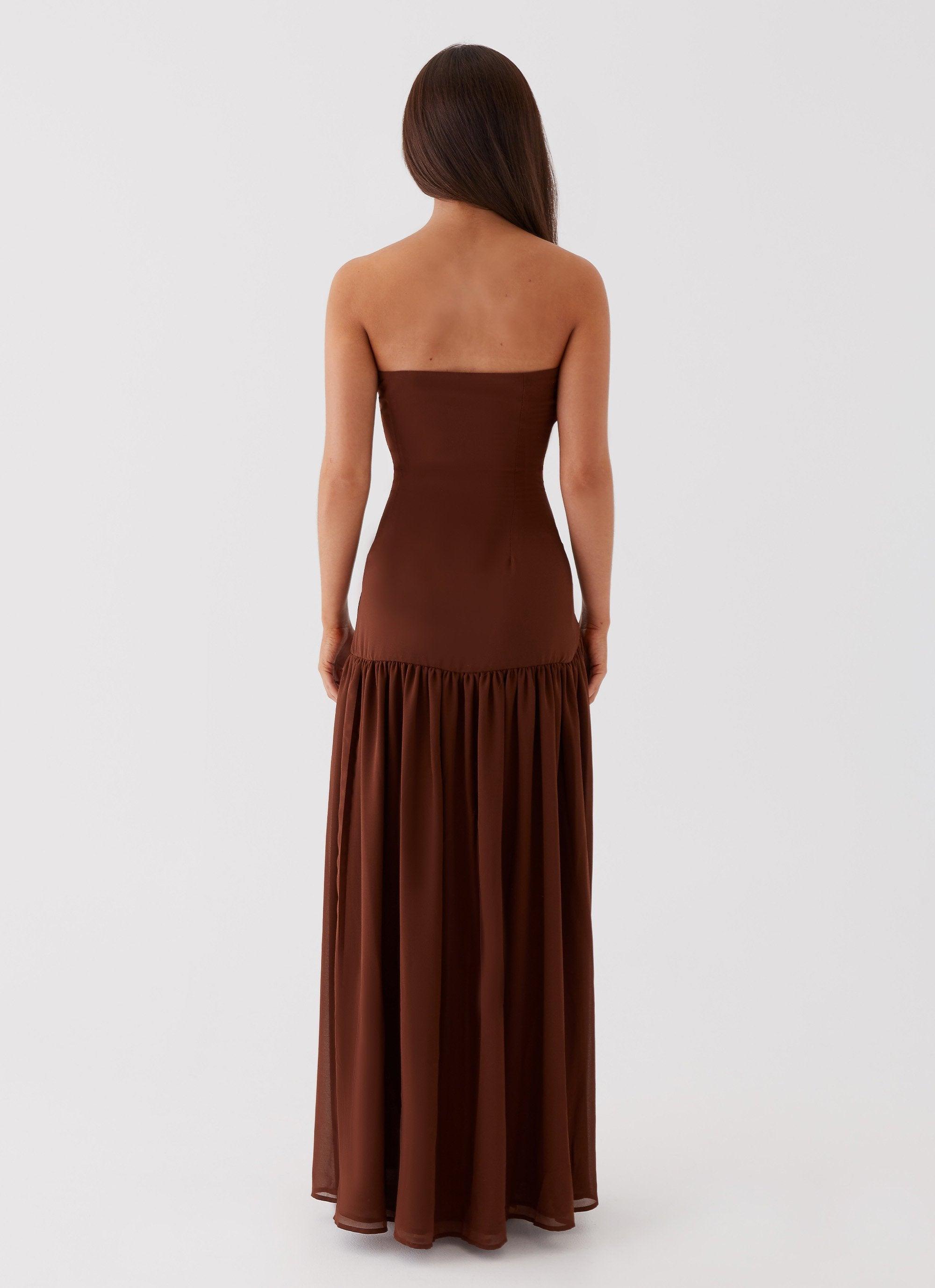 Eden Strapless Maxi Dress - Brown Product Image