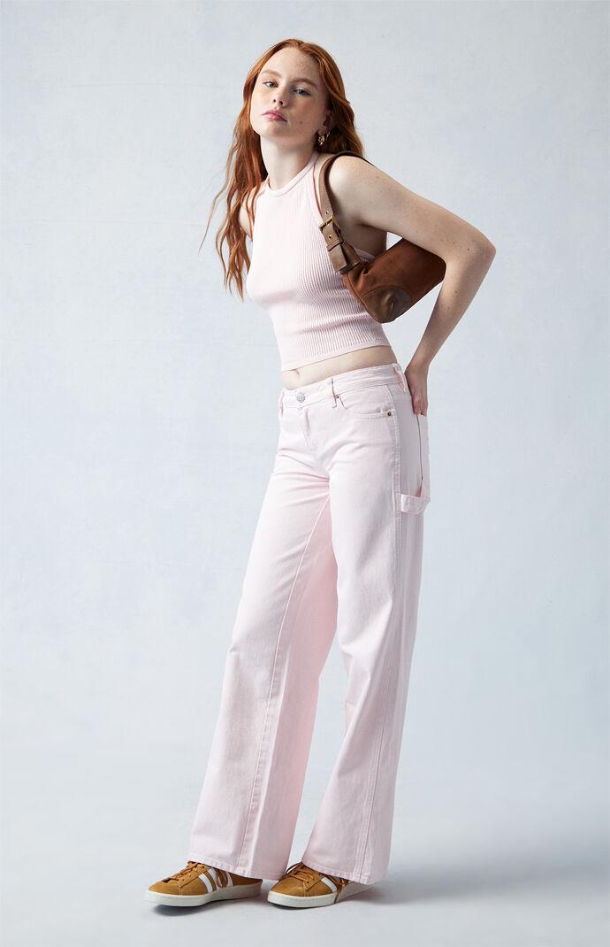 Women's Eco Pink Carpenter Low Rise Baggy Jeans Product Image