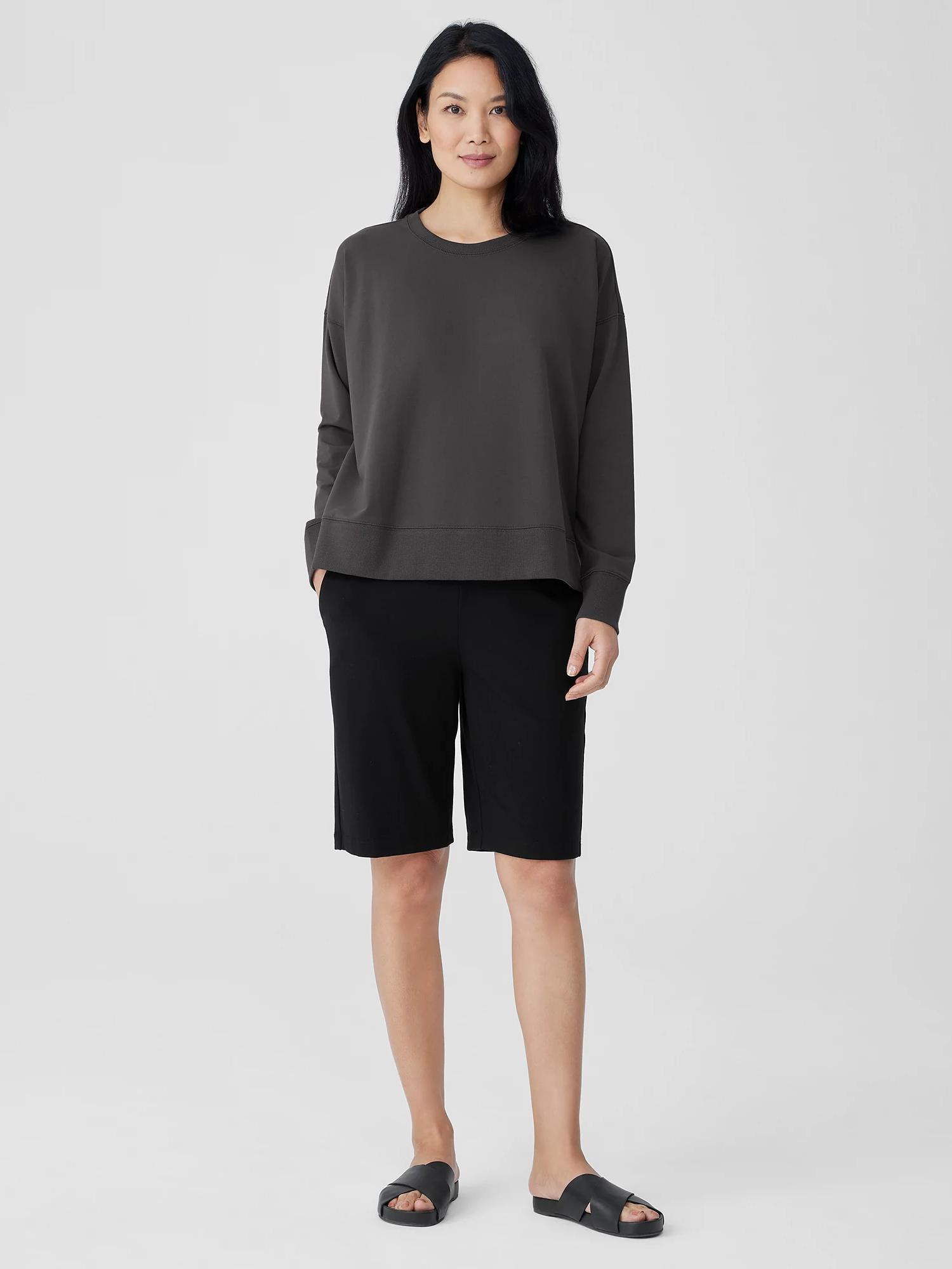 EILEEN FISHER Pima Cotton Stretch Jersey Walking Shortsfemale Product Image