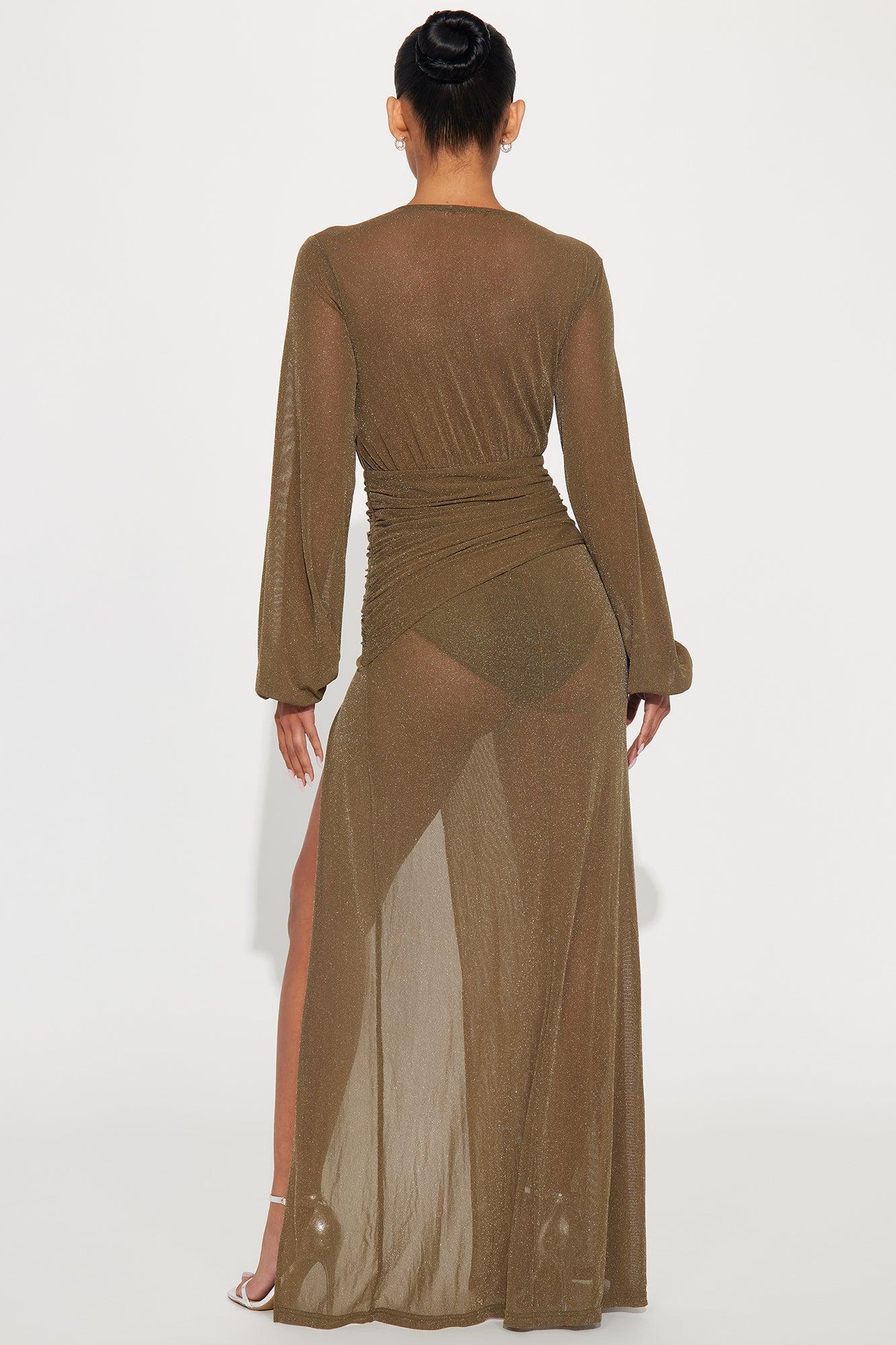 Diana Glitter Maxi Dress - Olive Product Image