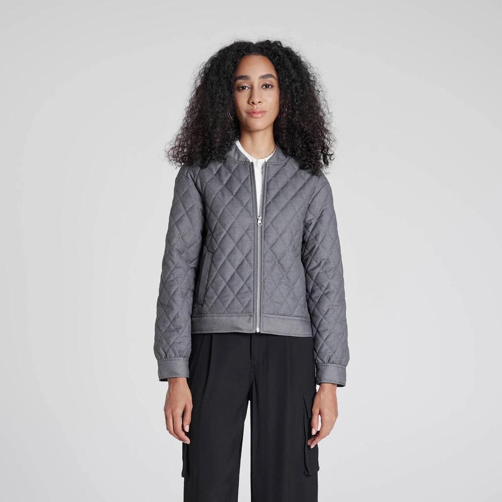 Womens Quilted Bomber Jacket - A New Day Dark 1X Product Image