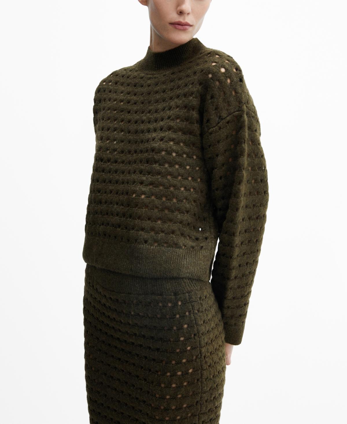 MANGO - Knitted jumper with openwork details light/pastel greyWomen Product Image