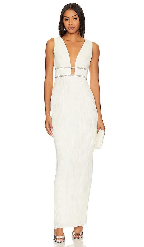 Womens Beaded V-Neck Gown Product Image