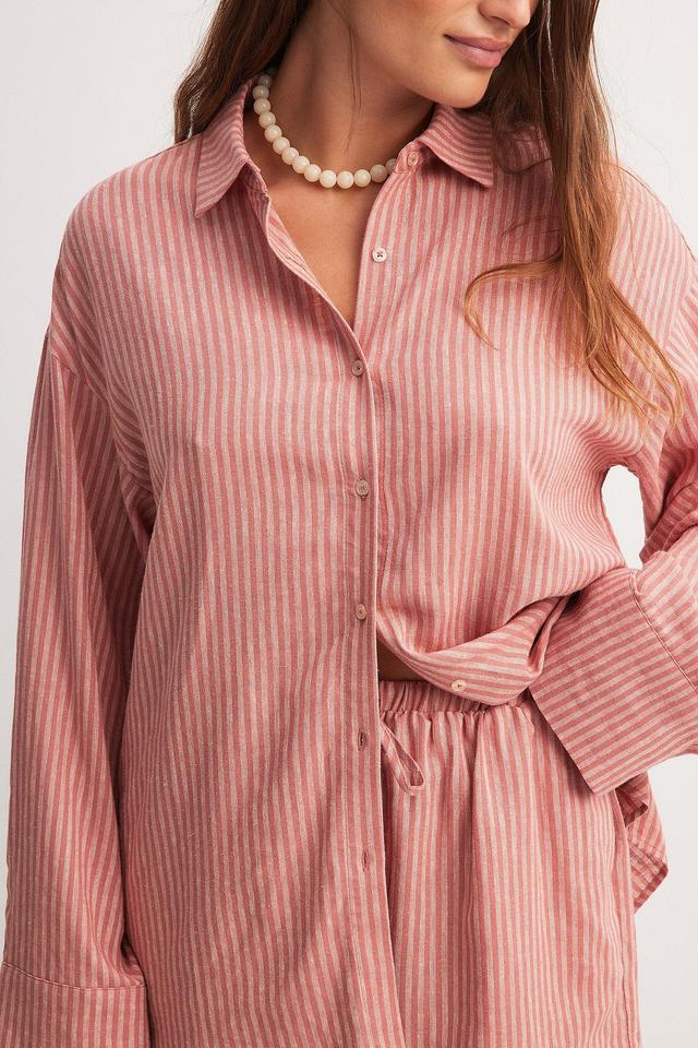 Striped Linen Blend Oversized Shirt Product Image