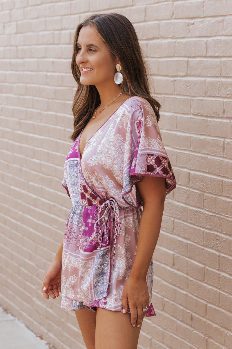 Free People Purple Multi Oasis Pattern Romper - FINAL SALE Product Image