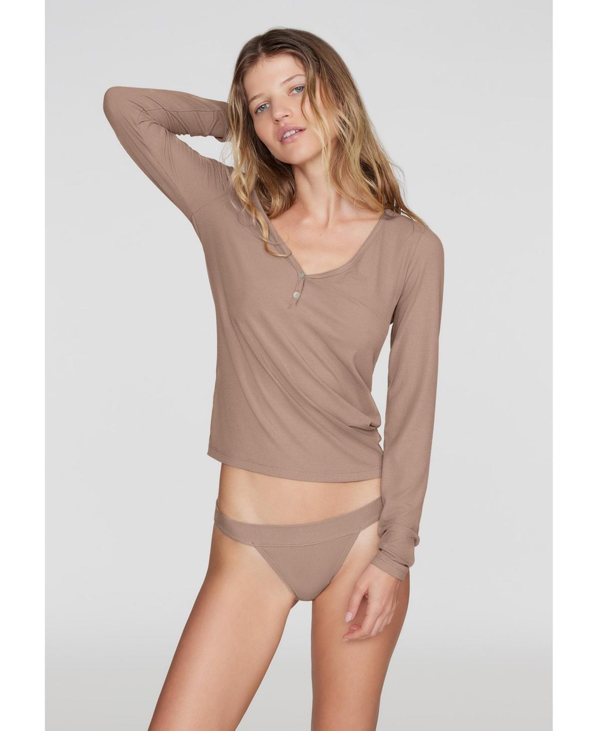 Cuup Womens The Button Long Sleeve - Modal Silk Rib Product Image