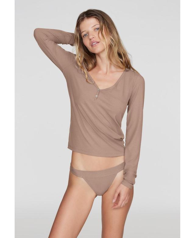 Cuup Womens The Button Long Sleeve - Modal Silk Rib Product Image