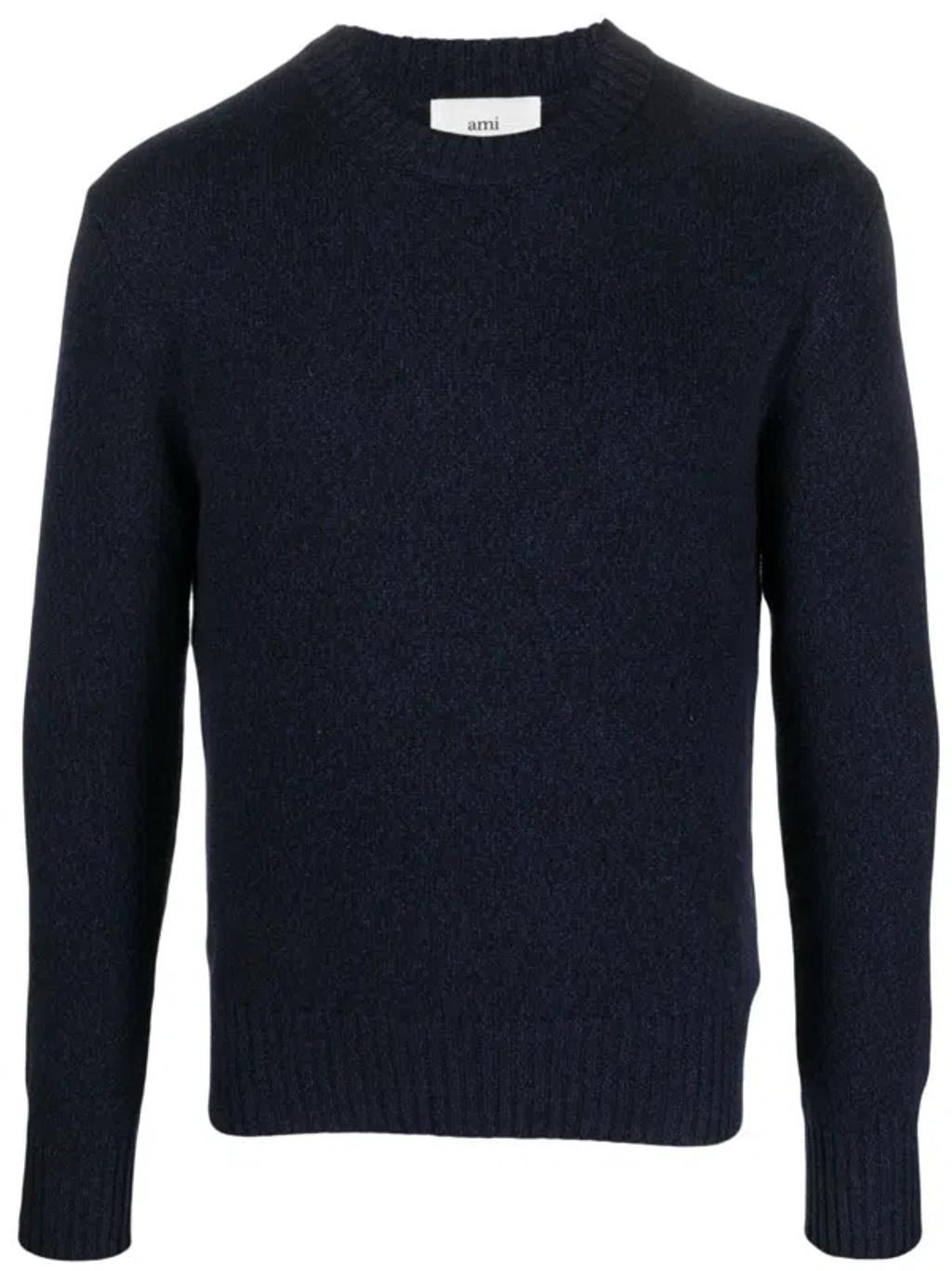 AMI ALEXANDRE MATTIUSSI Men's Ami De Coeur Ribbed Knit Cashmere Sweater In Blue Product Image