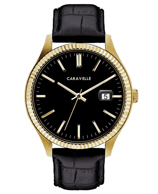 Caravelle by Bulova Mens Leather Watch - 44B118 Black Product Image