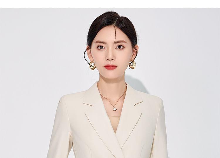 Lapel Collar Plain Double Breasted Blazer / Mid Rise Plain Slacks Product Image