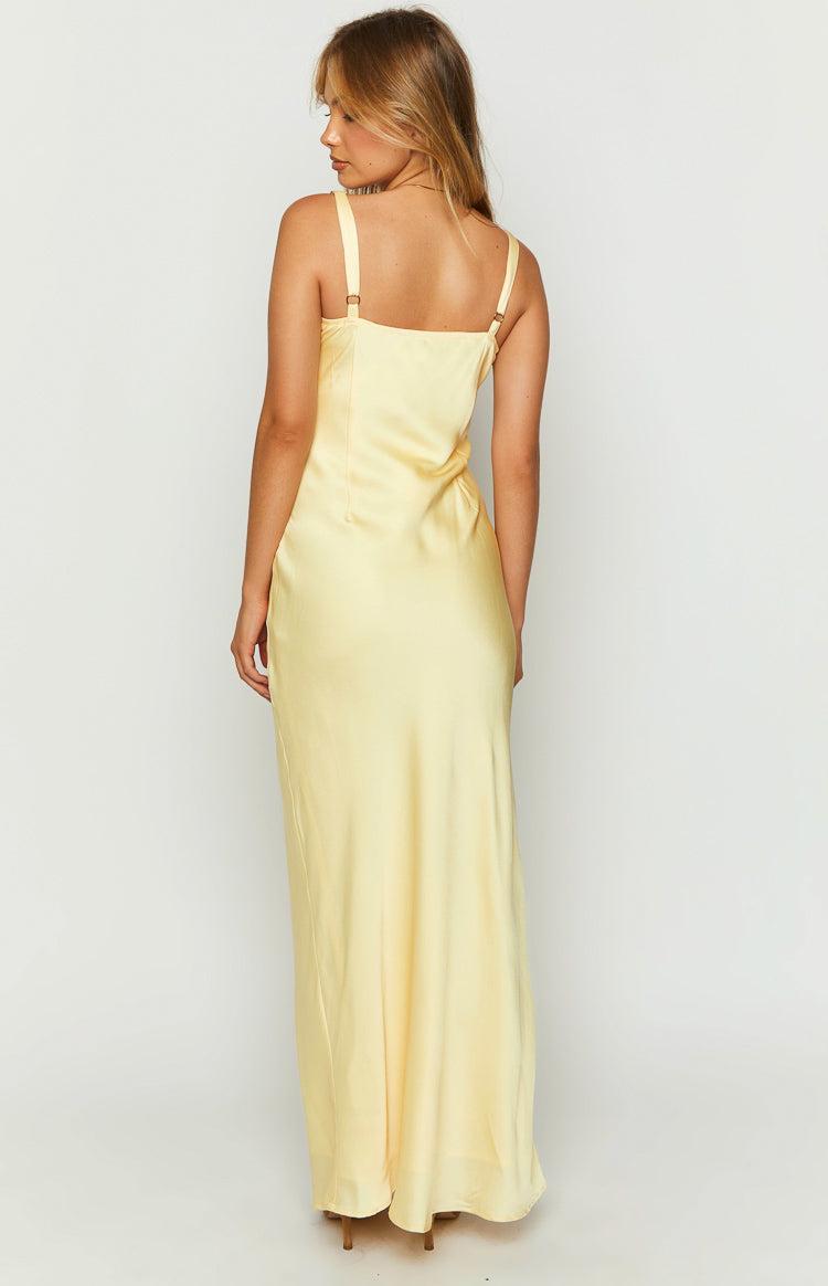 Zya Yellow Satin Maxi Dress Product Image