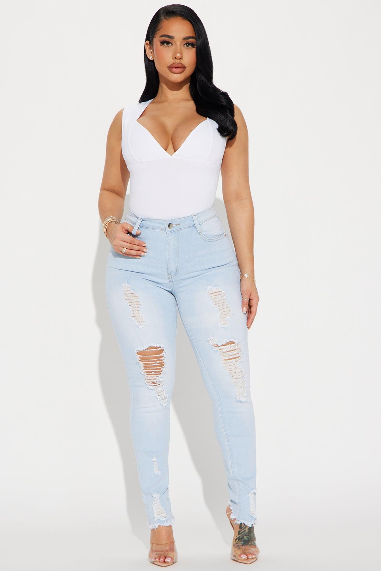 Kenley Distressed HIgh Rise Skinny Jeans - Light Blue Wash product image