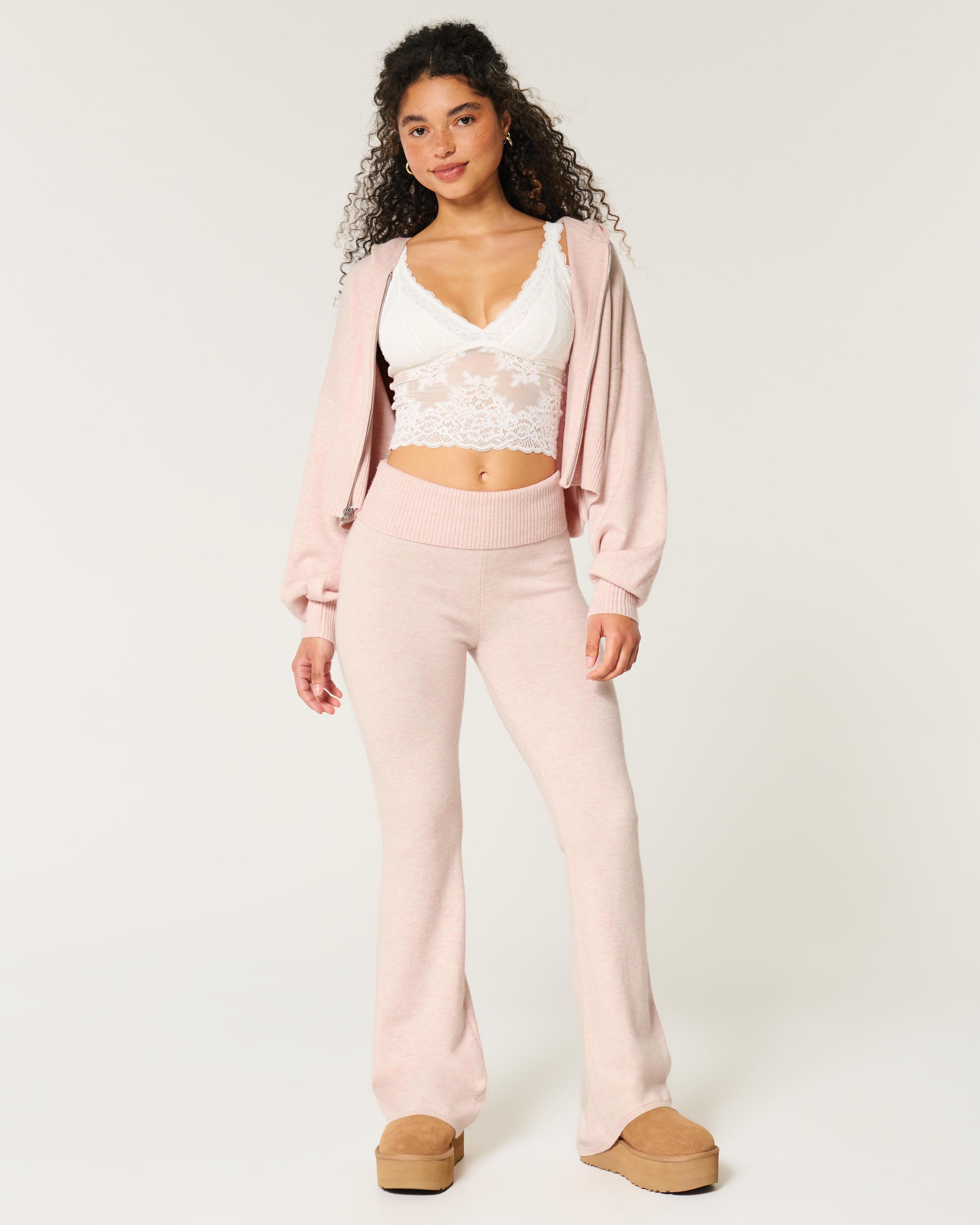 Gilly Hicks Sweater-Knit Foldover Waist Flare Pants Product Image