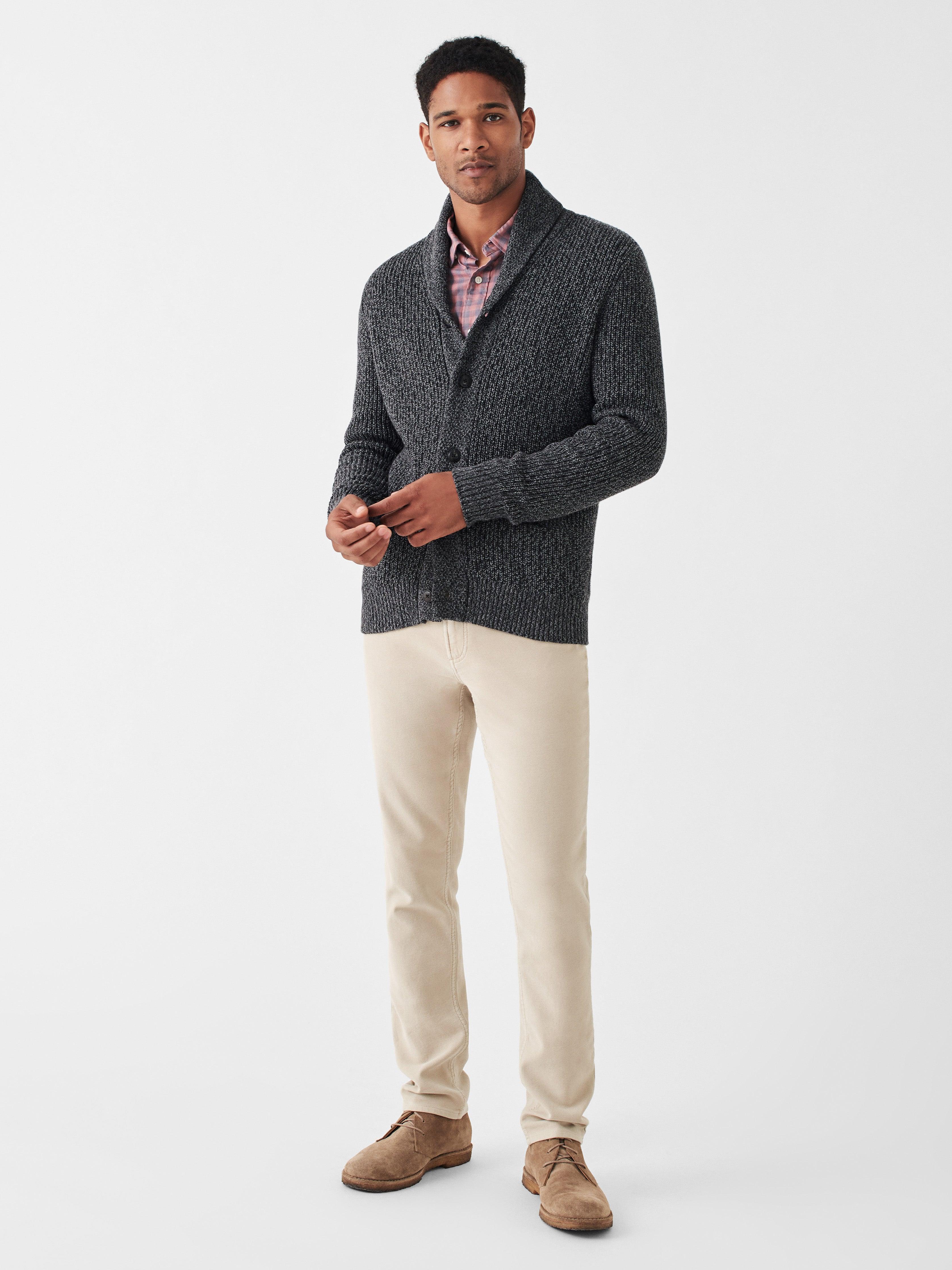 Marled Cotton Cardigan - Deep Charcoal Marl Male Product Image