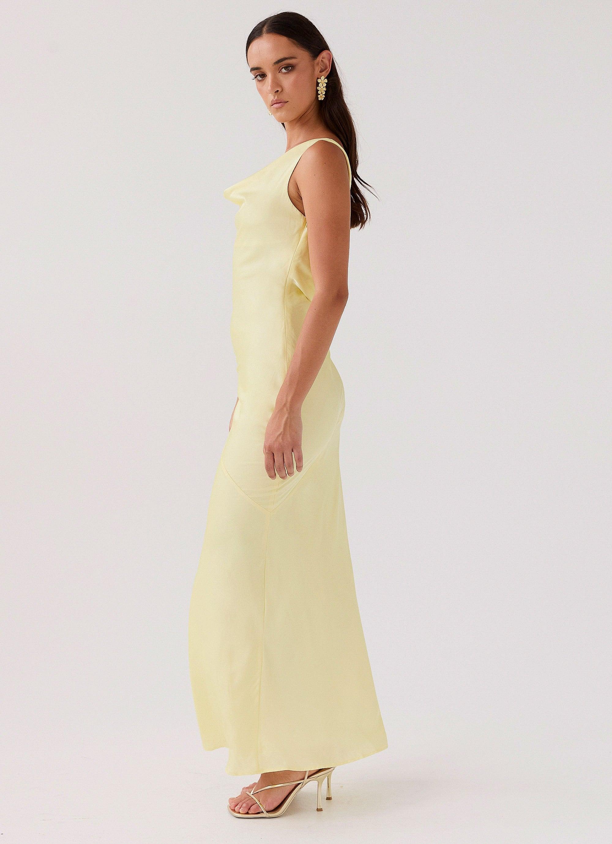 Be Mine Satin Maxi Dress - Canary Product Image