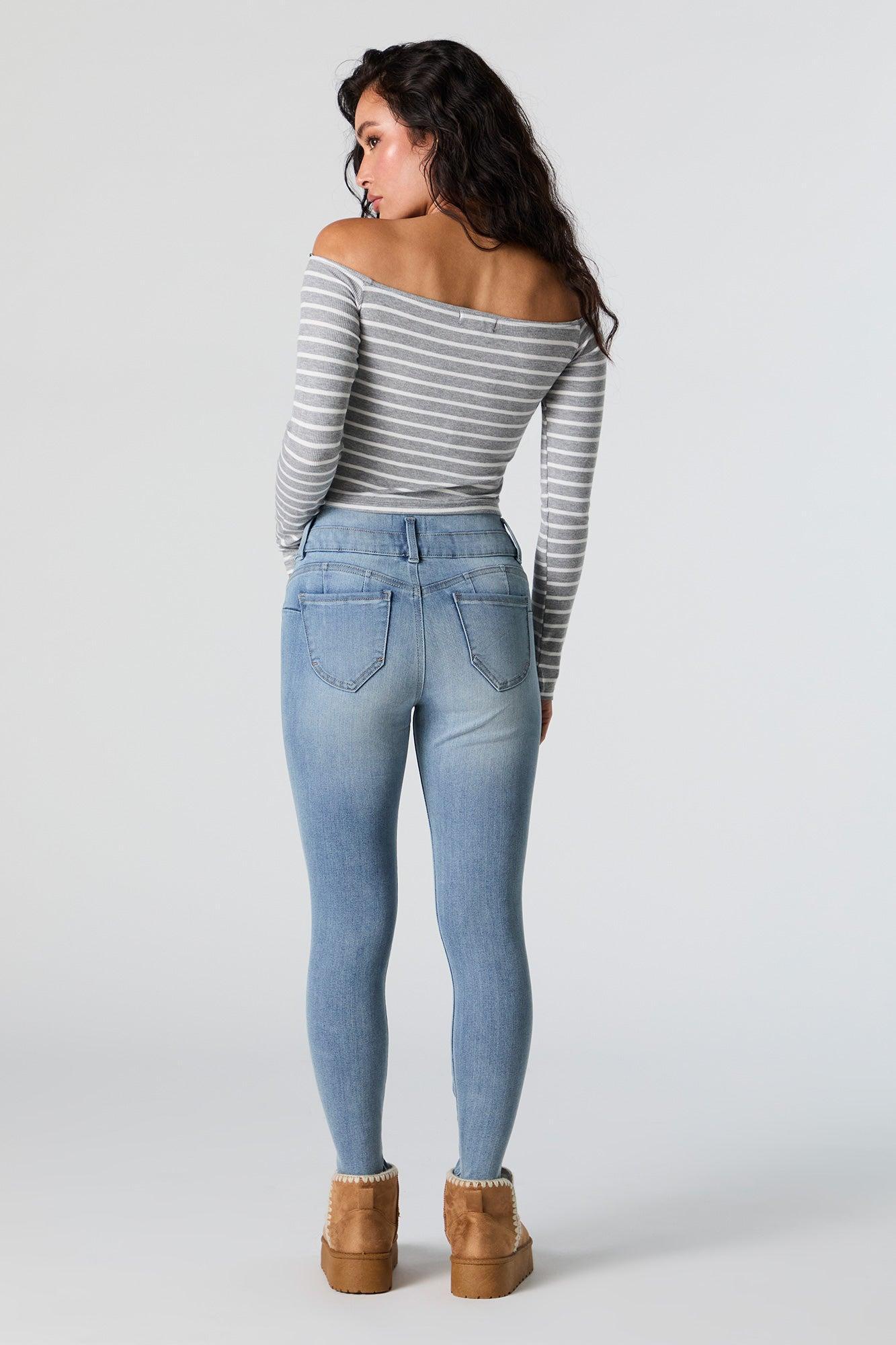 Medium Wash Stacked Waist Skinny Jean Female Product Image