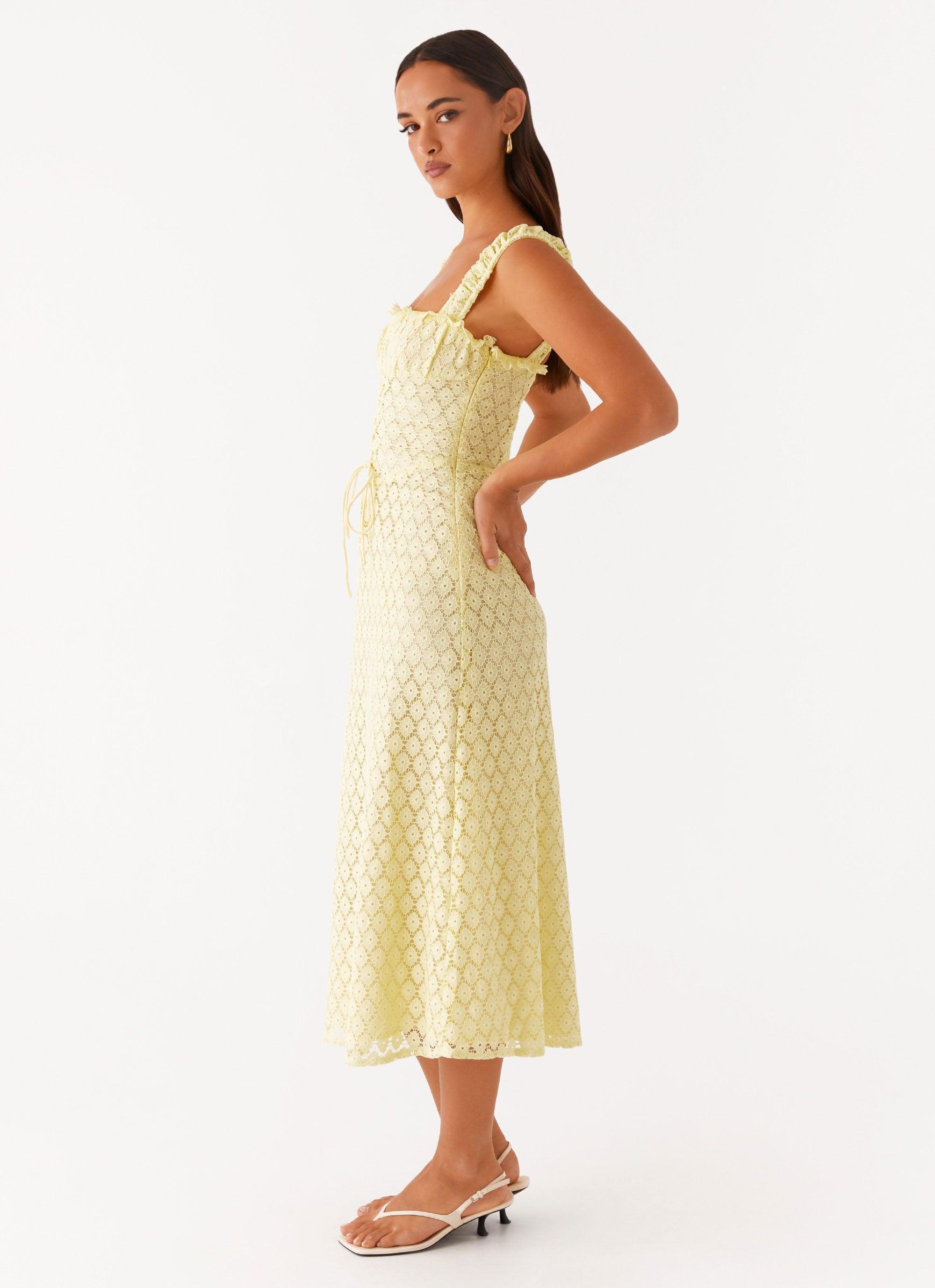 Keziah Tie Front Midi Dress - Lemon Product Image