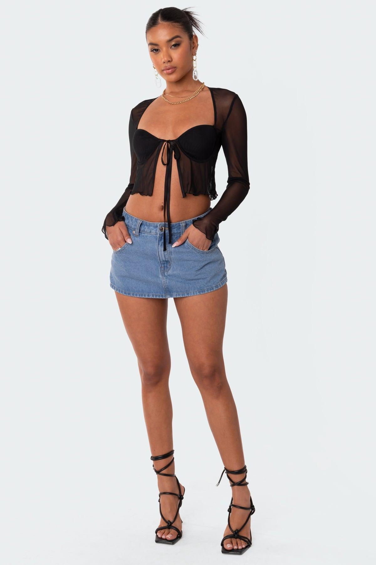 Tie Front Cupped Mesh Top Product Image