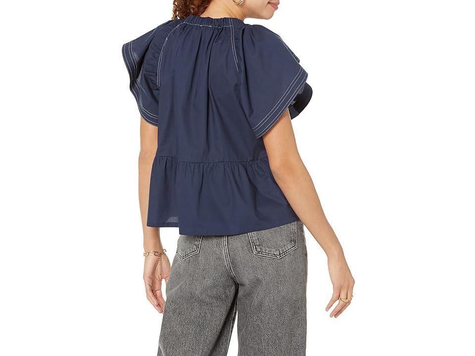 Joe's Jeans The Adelyn Flutter Sleeve Top (Midnight ) Women's Clothing Product Image