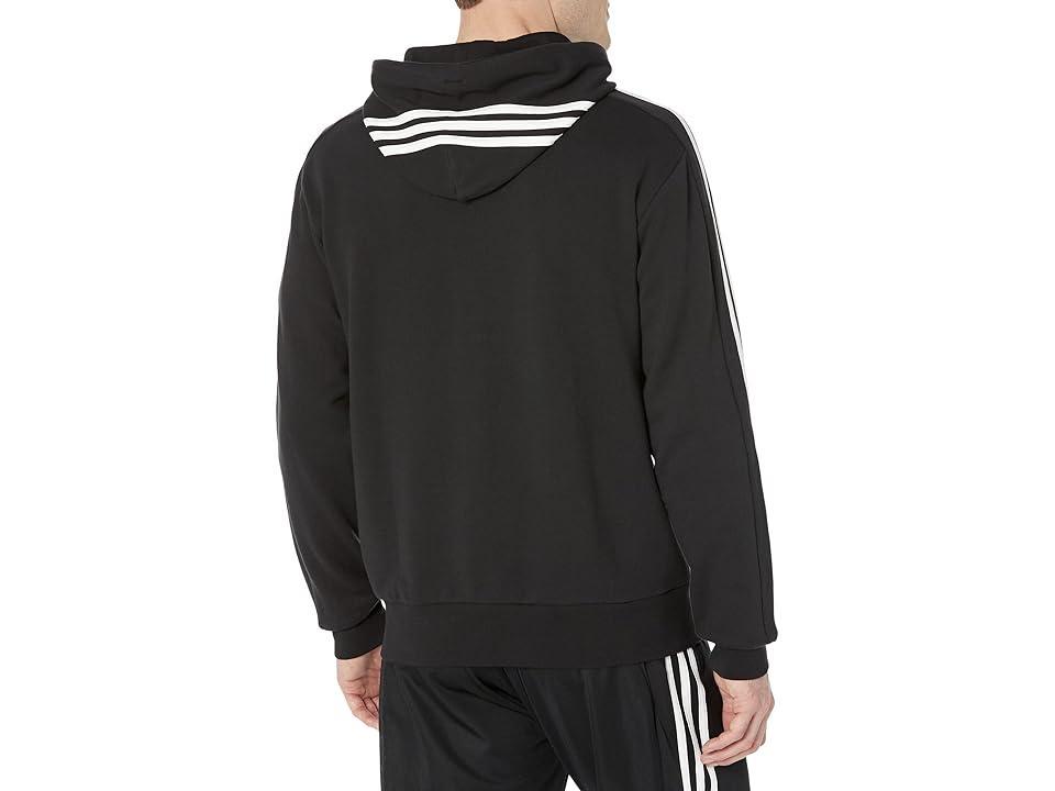 adidas Essentials French Terry 3-Stripes Pullover Hoodie (Black/White) Men's Clothing Product Image