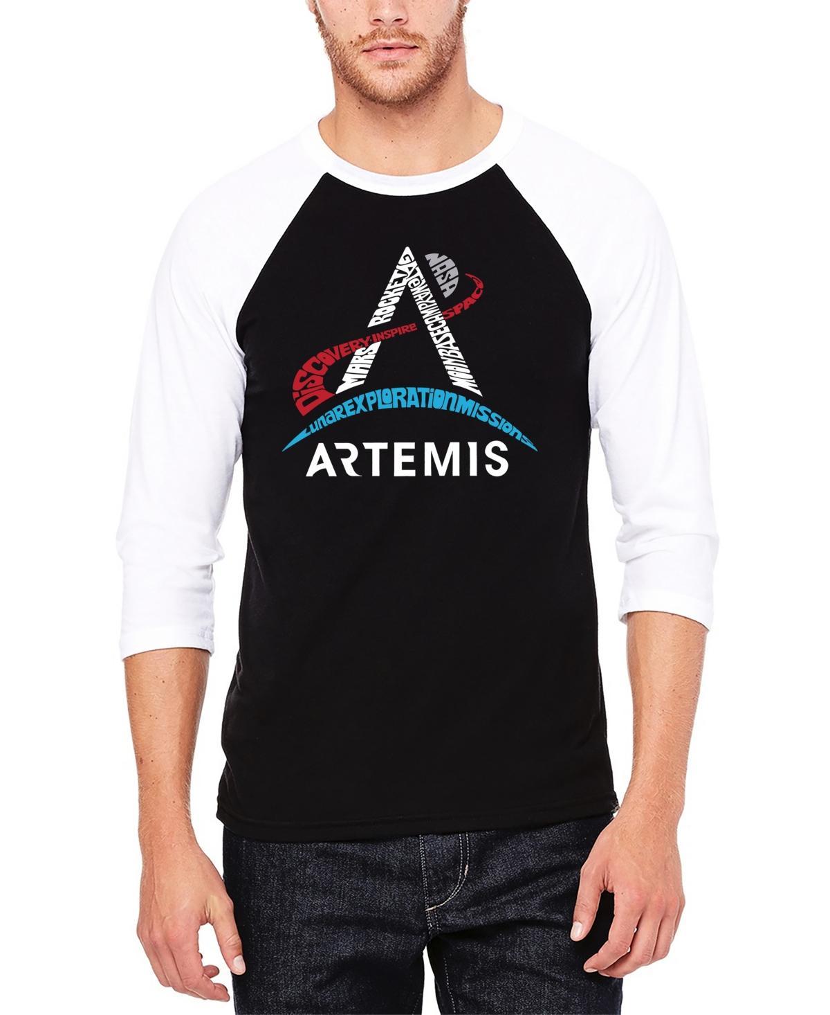 La Pop Art Mens Nasa Artemis Logo Raglan Baseball Word Art T-shirt - Gray Product Image