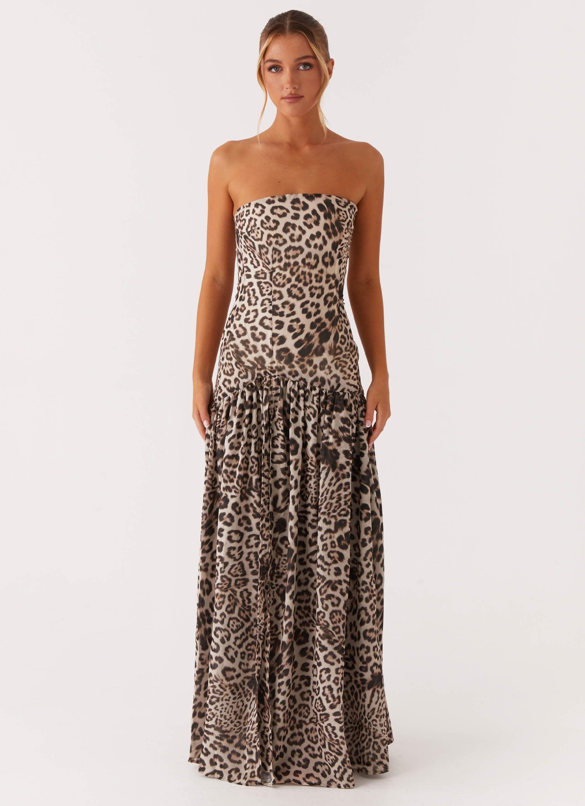 Eden Strapless Maxi Dress - Leopard Product Image