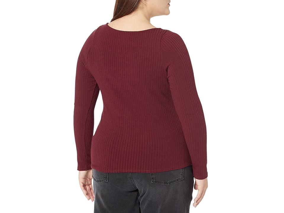 Madewell Plus Boba Long Sleeve Sweetheart (Cabernet) Women's T Shirt Product Image