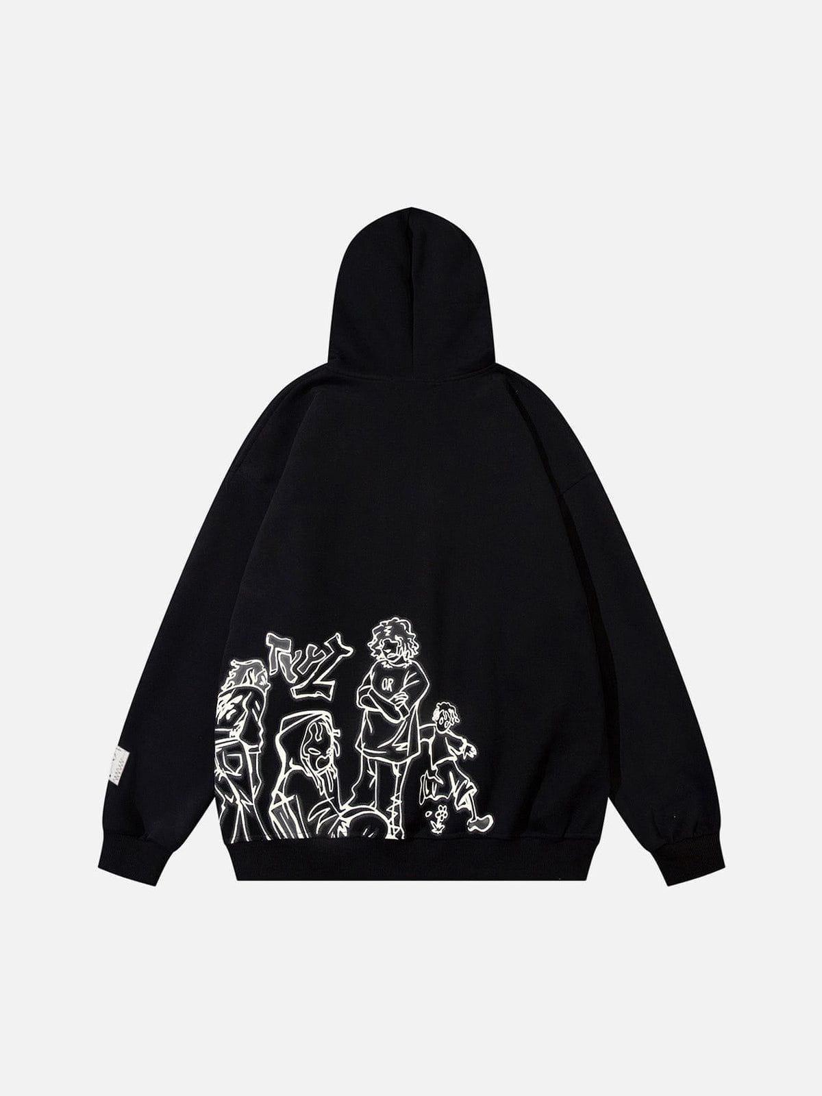 Aelfric Eden Cartoon Line Character Print Hoodie Product Image