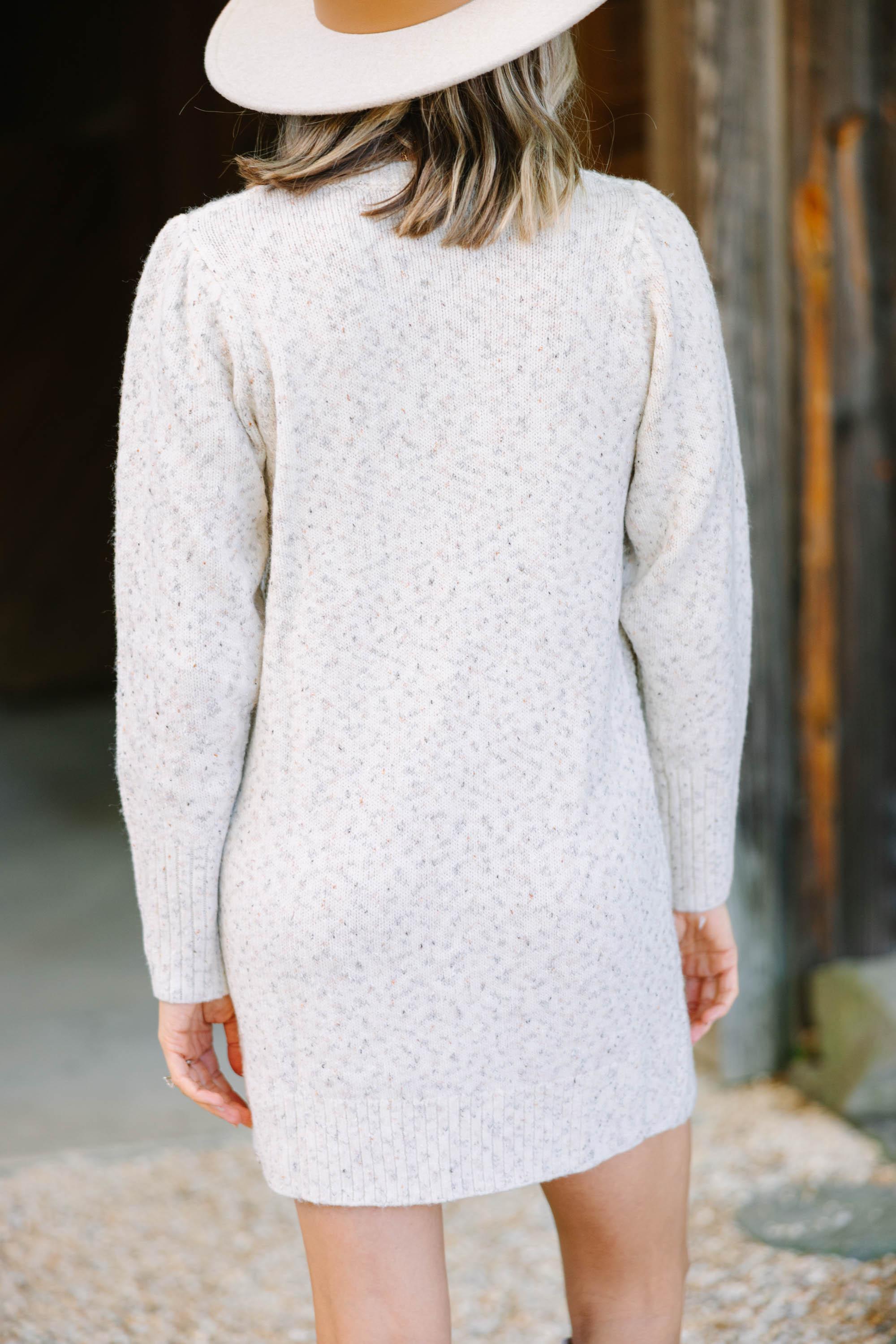 I Believe In You Oatmeal White Sweater Dress Female Product Image