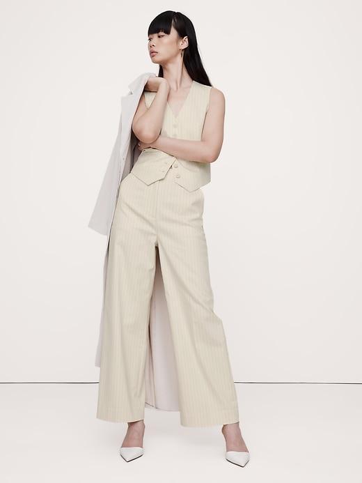 High-Rise Wide-Leg Cropped Pinstripe Pant Product Image