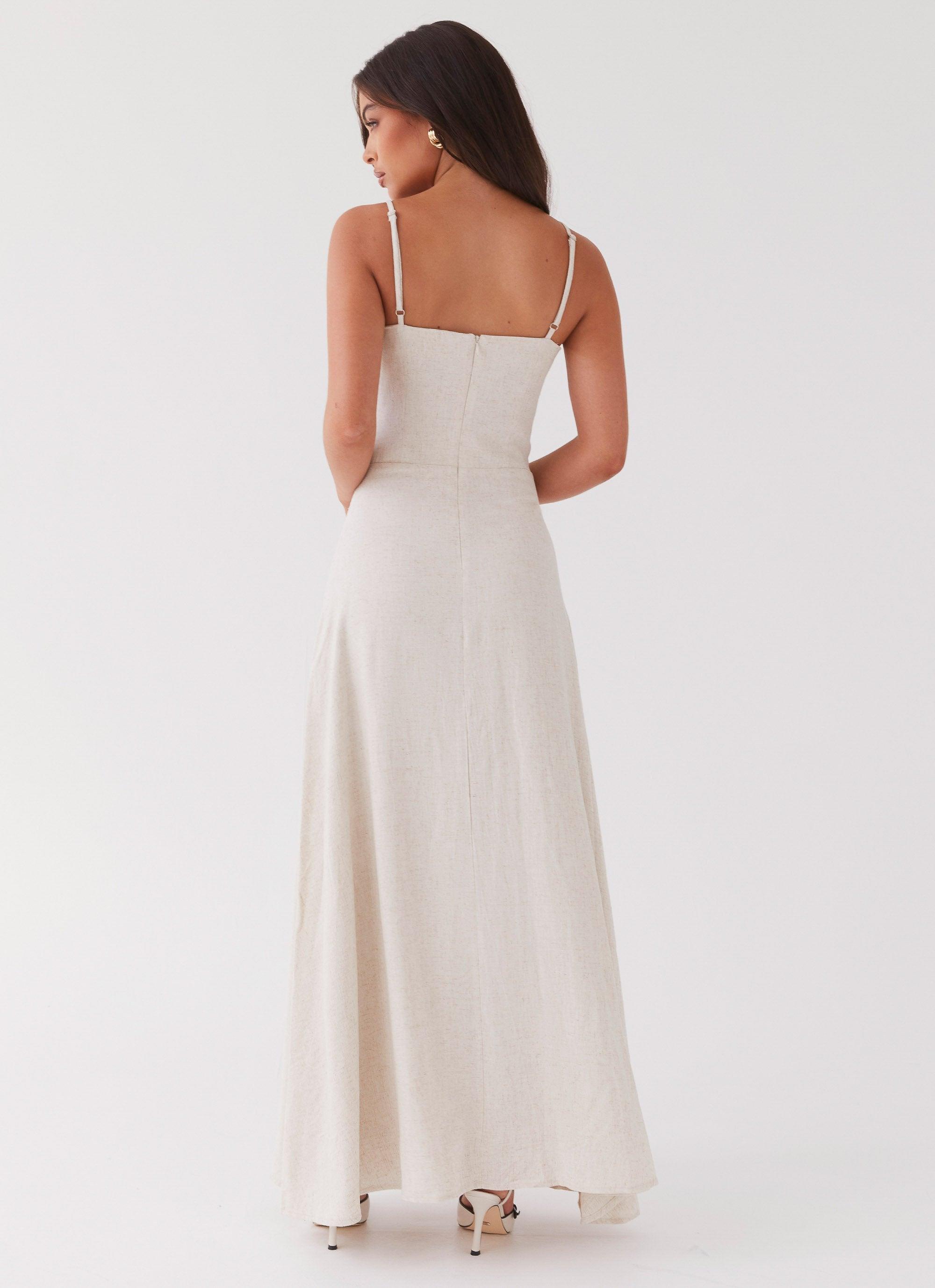 Angelina Linen Maxi Dress - Oatmeal Product Image