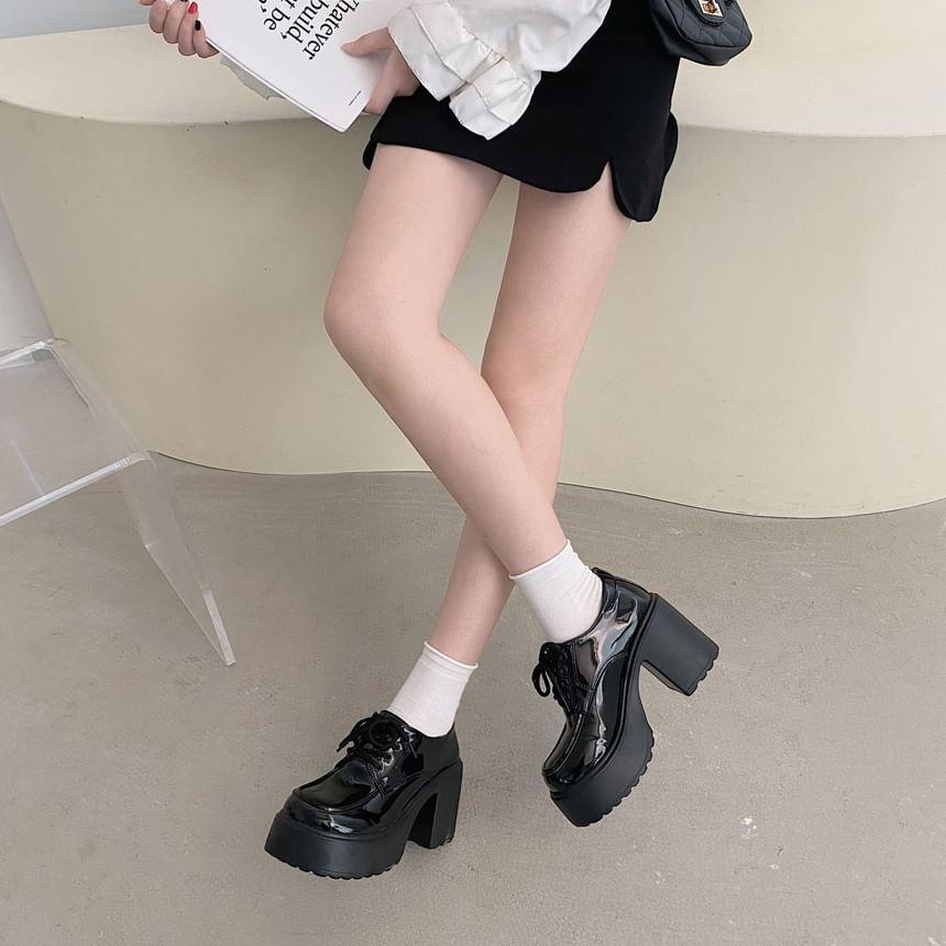 Plain Platform Chunky Heel Oxfords Product Image