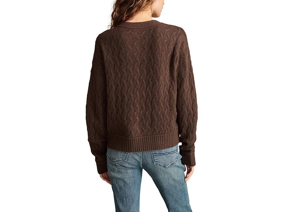 Lucky Brand Slouchy Cropped Cardi (Chocolate Torte) Women's Clothing Product Image