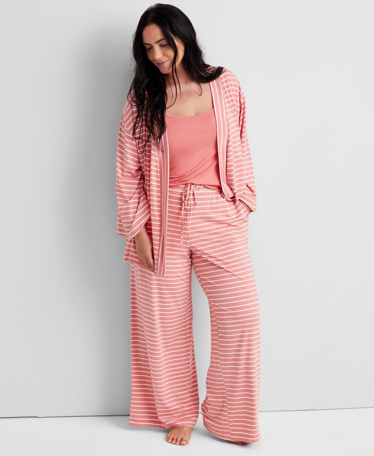 State of Day Womens 3-Piece. Fluid-Knit Pajama Set, Created for Macys Product Image