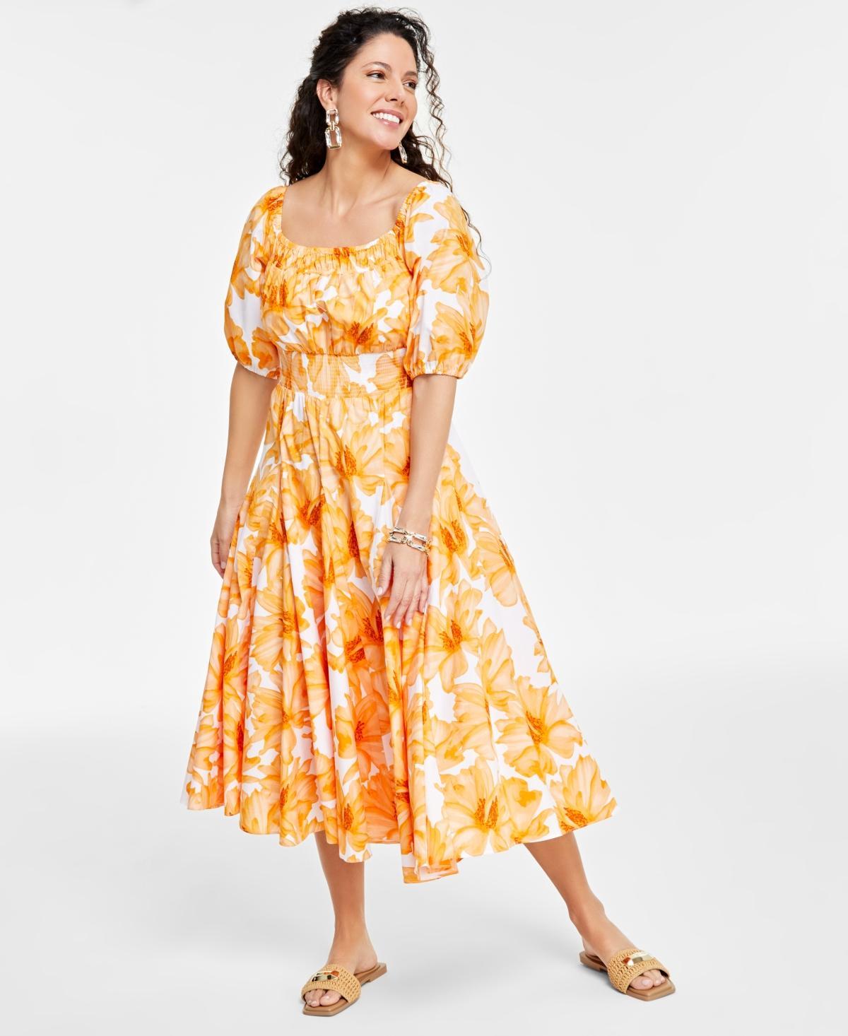 Women's Floral-Print Cotton Midi Dress, Created for Macy's product image