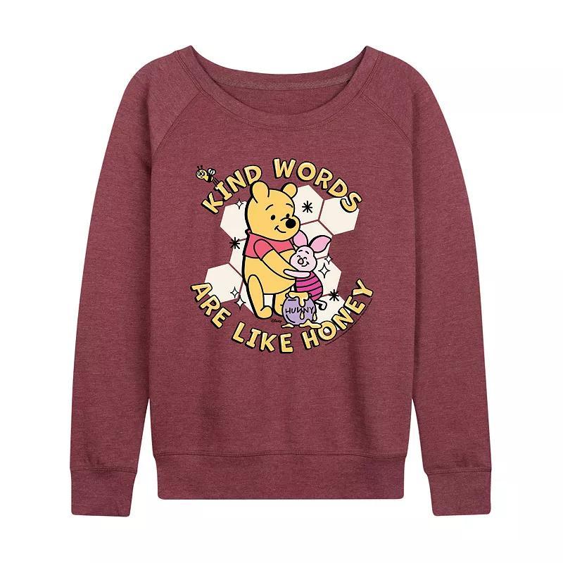 Disneys Winnie the Pooh Piglet & Pooh Womens Kind Words Lightweight French Terry Sweatshirt, Girls Product Image