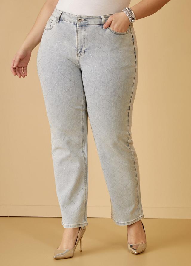 Plus Size Crystal Straight Leg Jeans Ashley Stewart Product Image