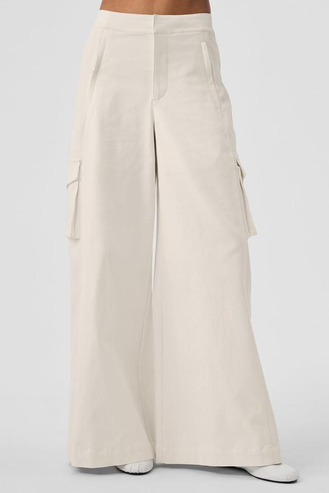 Show Off Cargo Wide Leg Trouser (Long) - Ivory Female Product Image