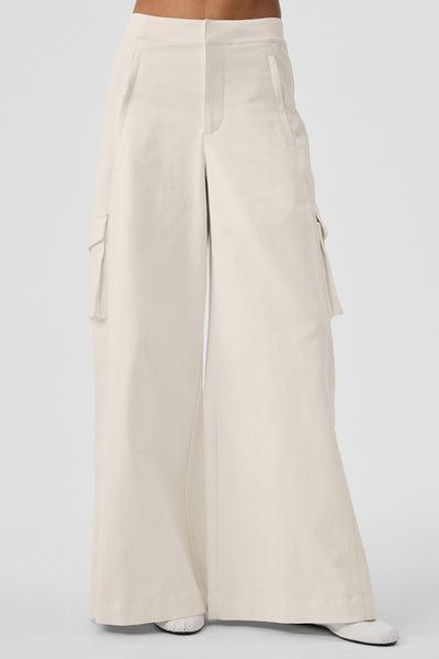 Show Off Cargo Wide Leg Trouser (Long) - Ivory product image